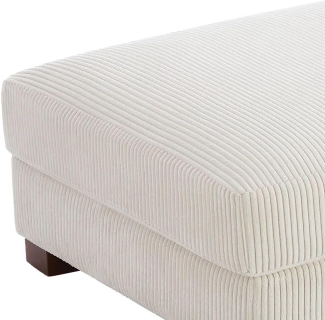 Comfynest Modern Corduroy Ottoman – Stylish Foam-Filled Footrest, Solid Wood Frame (Orange) - Image 21