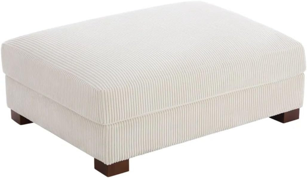 Comfynest Modern Corduroy Ottoman – Stylish Foam-Filled Footrest, Solid Wood Frame (Orange) - Image 22