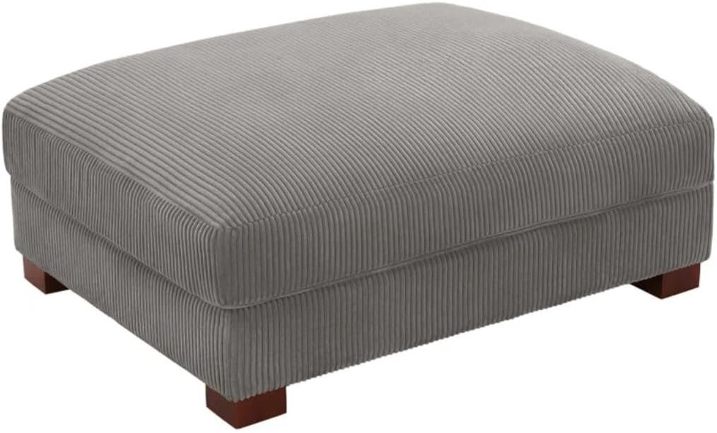 Comfynest Modern Corduroy Ottoman – Stylish Foam-Filled Footrest, Solid Wood Frame (Orange) - Image 27
