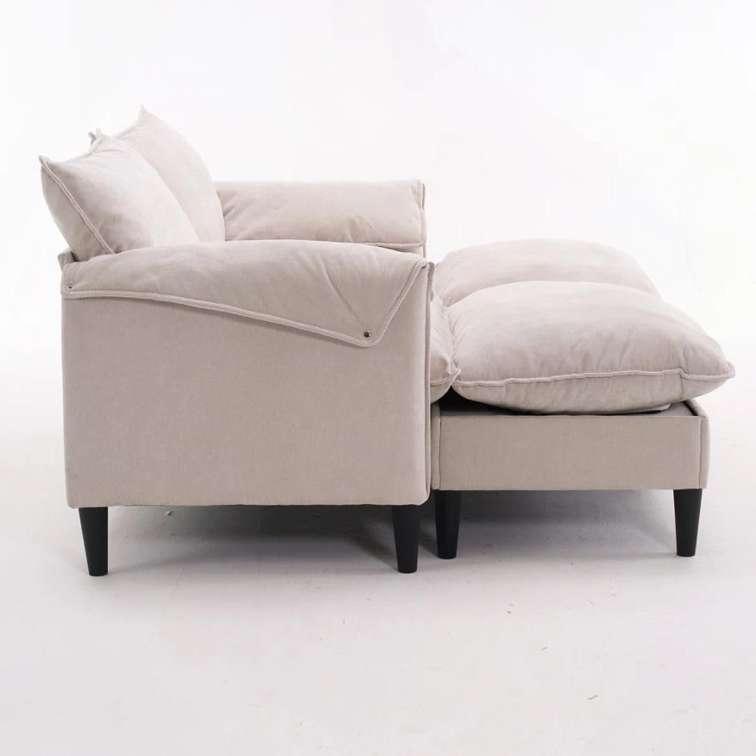 Comfynest Convertible Modular Sectional Sofa with Storage Footstools – Reversible 2-Seater Corner Sofa, Compact U-Shaped Design (Beige) - Image 3