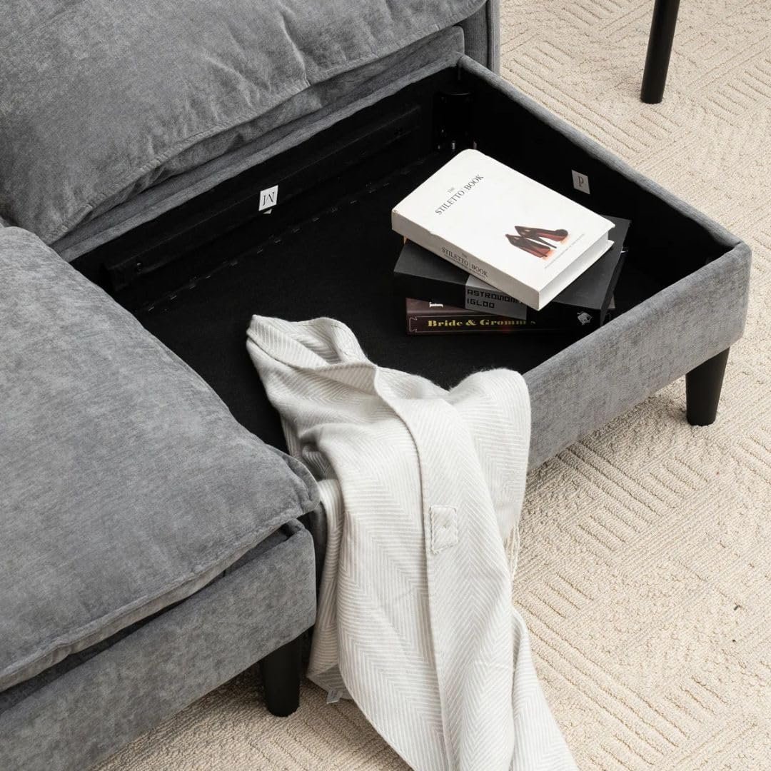 Comfynest Convertible Modular Sectional Sofa with Storage Footstools – Reversible 2-Seater Corner Sofa, Compact U-Shaped Design (Beige) - Image 17