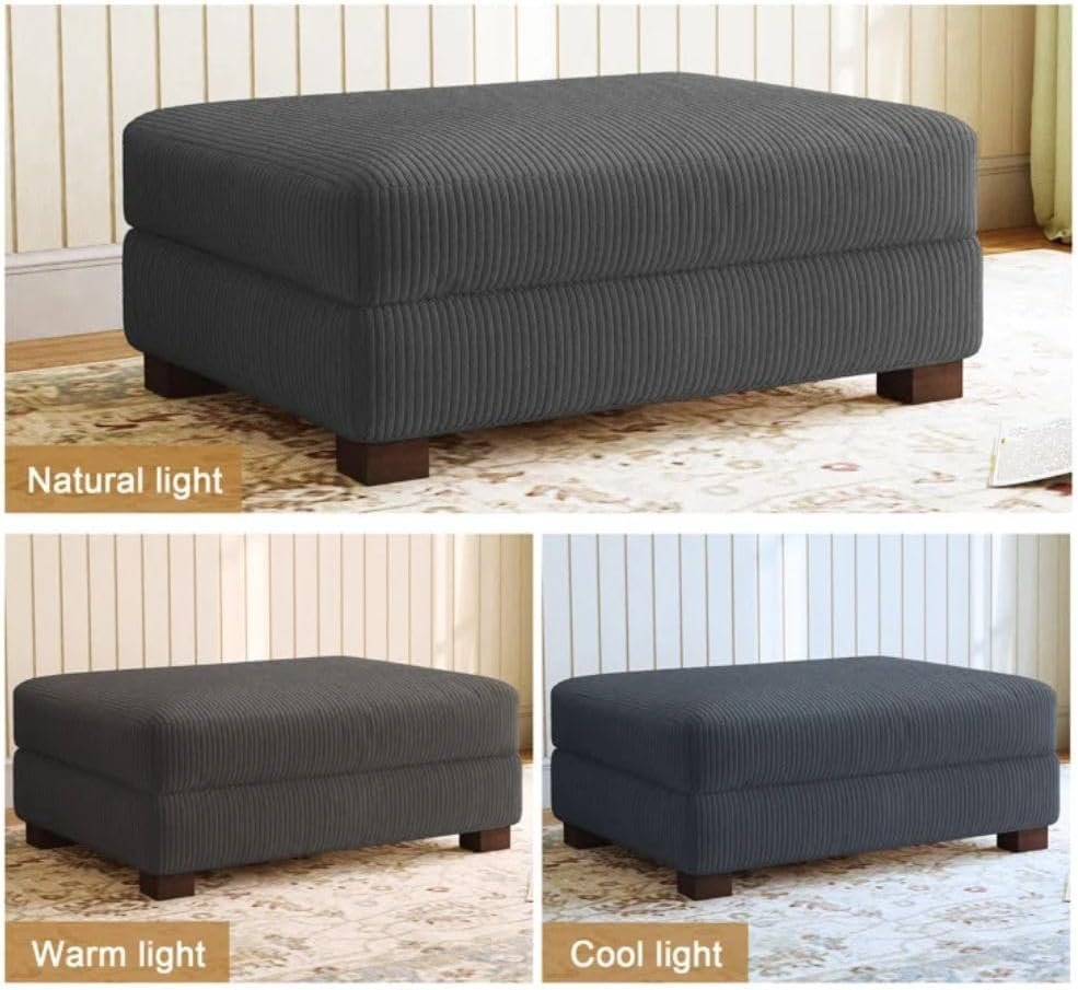 Comfynest Modern Corduroy Ottoman – Stylish Foam-Filled Footrest, Solid Wood Frame (Orange) - Image 56