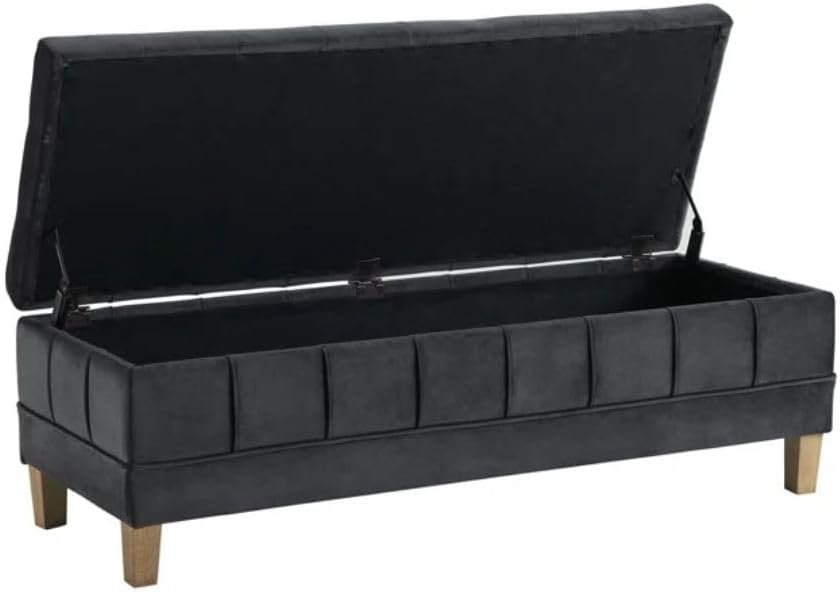 Comfynest Glam Velvet Rectangle Storage Ottoman – 52″ Wide Tufted Bench with Lift-Top in King/Queen Sizes (Evergreen) - Image 21
