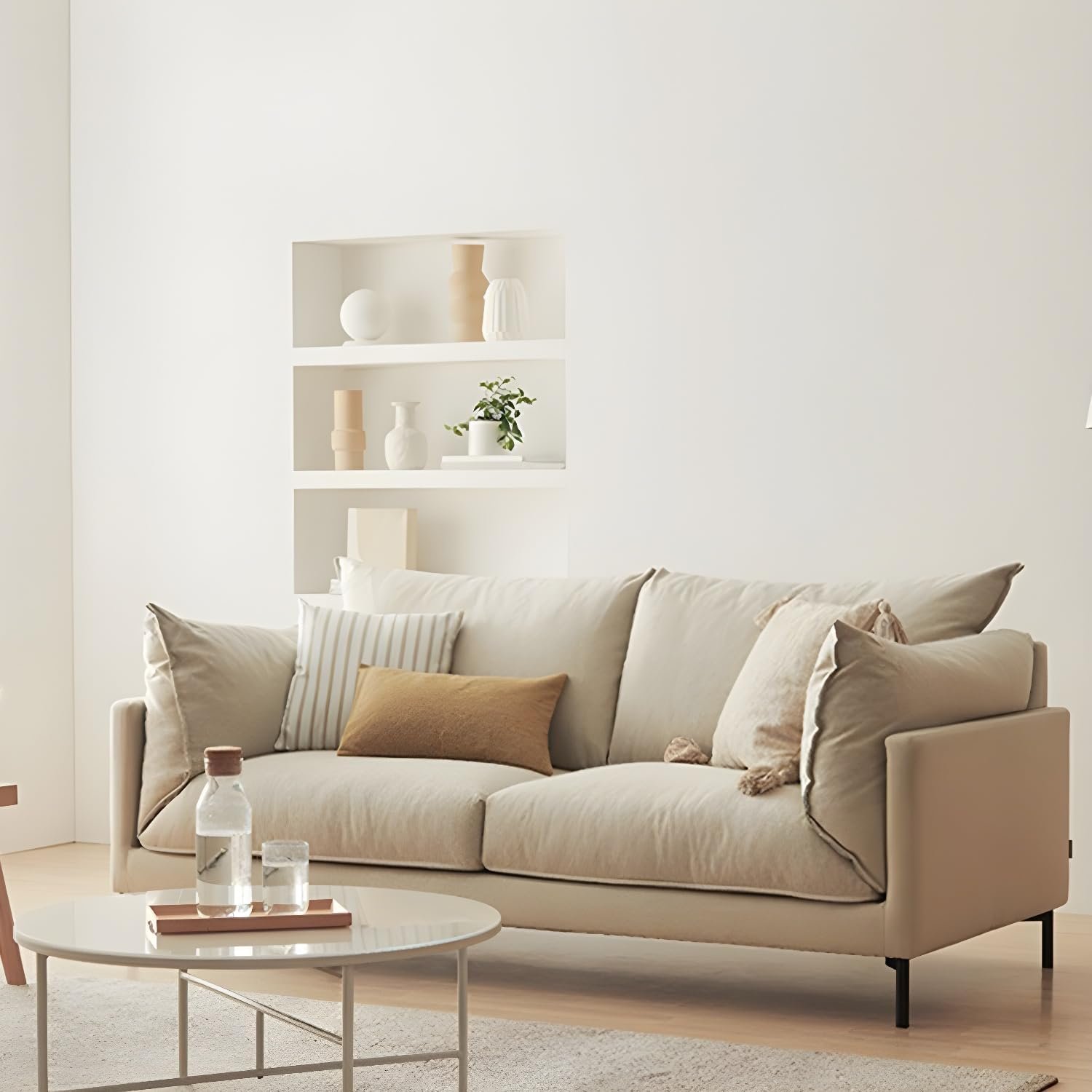 Comfynest Modern Living Room Fabric Sofa Recessed Arm Loveseat With Black Legs 160 X 88 X 88 Cm Dark Gray FOS-COM-10378 - Image 2