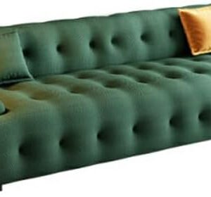 Comfynest Modern Green Pine Wood Sofa Fra_Am Material With Tight Back & Black Legs Latex Seat Filling, 185.42 X 93.98 X 71.12 Cm Green