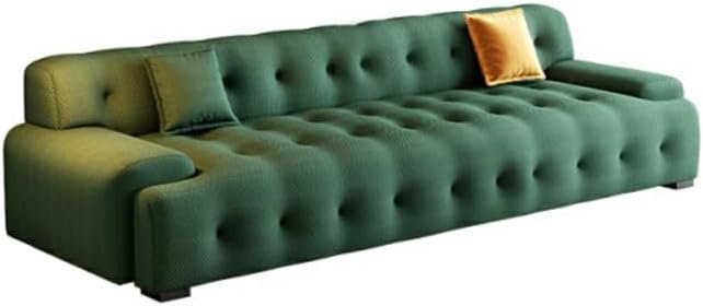 Comfynest Modern Green Pine Wood Sofa Fra_Am Material With Tight Back & Black Legs Latex Seat Filling, 185.42 X 93.98 X 71.12 Cm Green