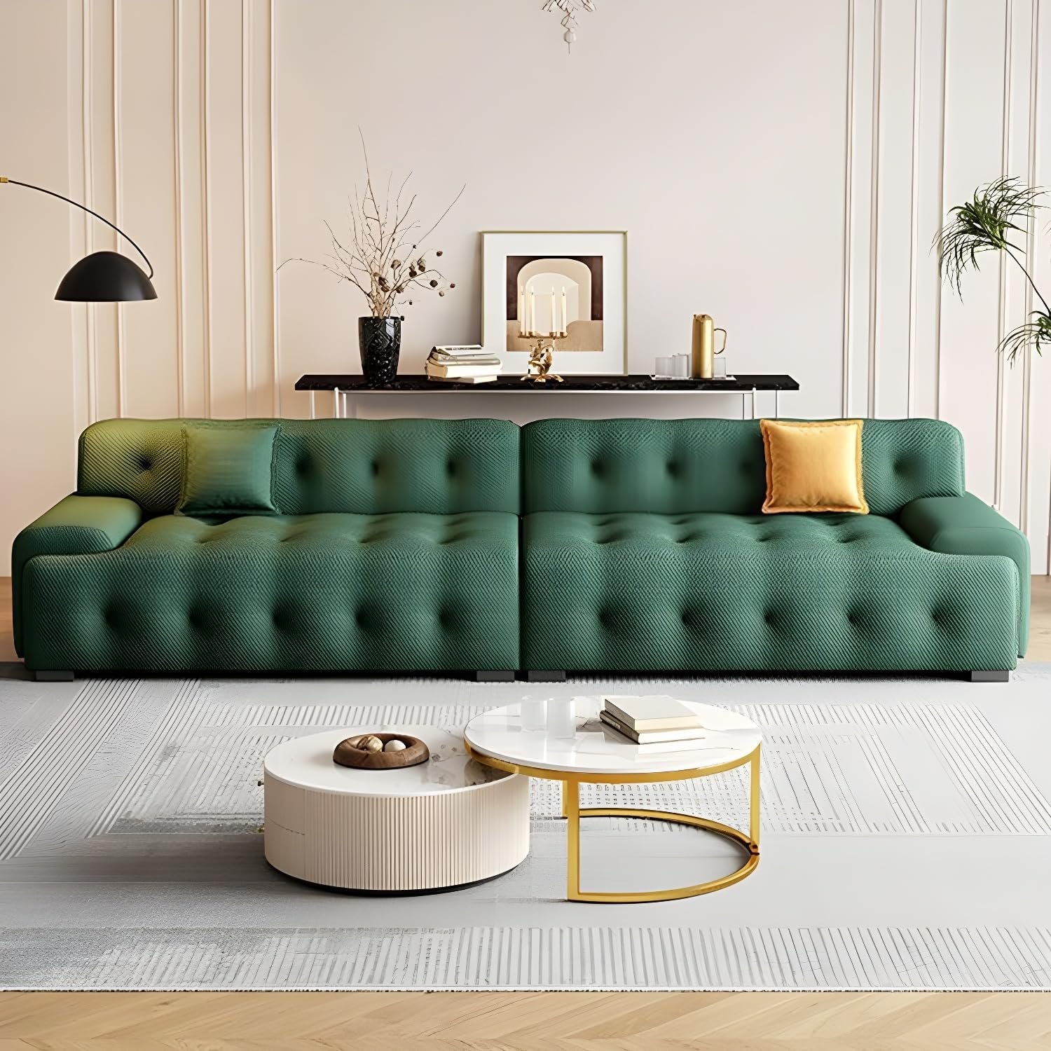 Comfynest Modern Green Pine Wood Sofa Fra_Am Material With Tight Back & Black Legs Latex Seat Filling, 185.42 X 93.98 X 71.12 Cm Green - Image 3