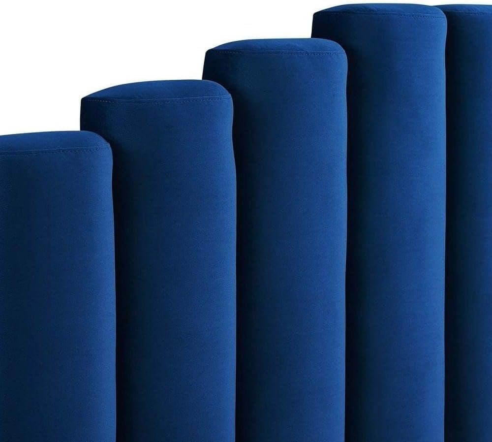 ZAH Furniture Bed Frame Velvet Upholstery Rectangular Bed Modern Luxury with Stylish Design (Blue) (Super King 200 x 200 cm) - Image 3