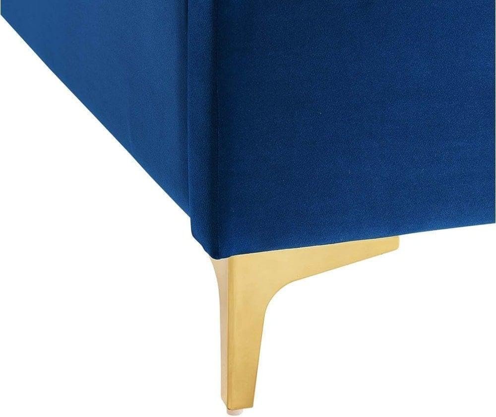 ZAH Furniture Bed Frame Velvet Upholstery Rectangular Bed Modern Luxury with Stylish Design (Blue) (Super King 200 x 200 cm) - Image 4