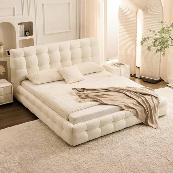 ZAH Furniture Bed Frame Factory Light Luxury Fleece Fabric Wrap Bedroom Without Mattress (160 x 200 CM)