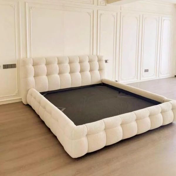 ZAH Furniture Bed Frame Factory Light Luxury Fleece Fabric Wrap Bedroom Without Mattress (160 x 200 CM) - Image 4