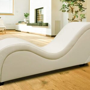 Poppins HOME S-Shape Love Sofa Modern Loveseats Yoga Chaise lounge (Cream)