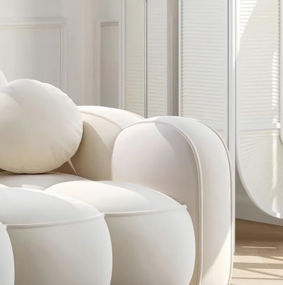 Poppins HOME Modern Cloud-Inspired Modular Sofa Set – 4-Piece European Style Bubble Couch for Living Room, Office, or Lounge – Minimalist Cream White Fabric Sofa (Cyan Green, Ottoman) - Image 8