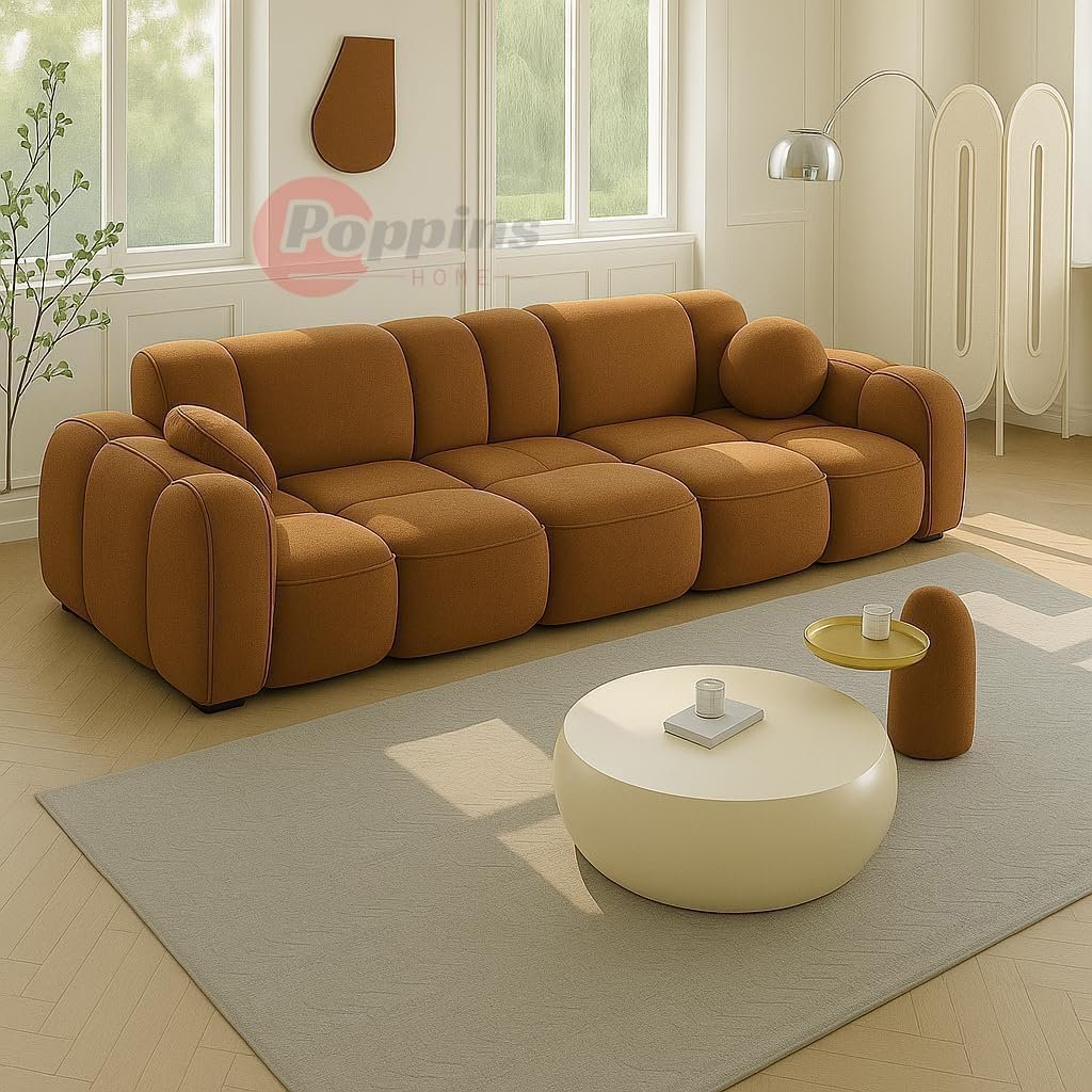 Poppins HOME Modern Cloud-Inspired Modular Sofa Set – 4-Piece European Style Bubble Couch for Living Room, Office, or Lounge – Minimalist Cream White Fabric Sofa (Cyan Green, Ottoman) - Image 15