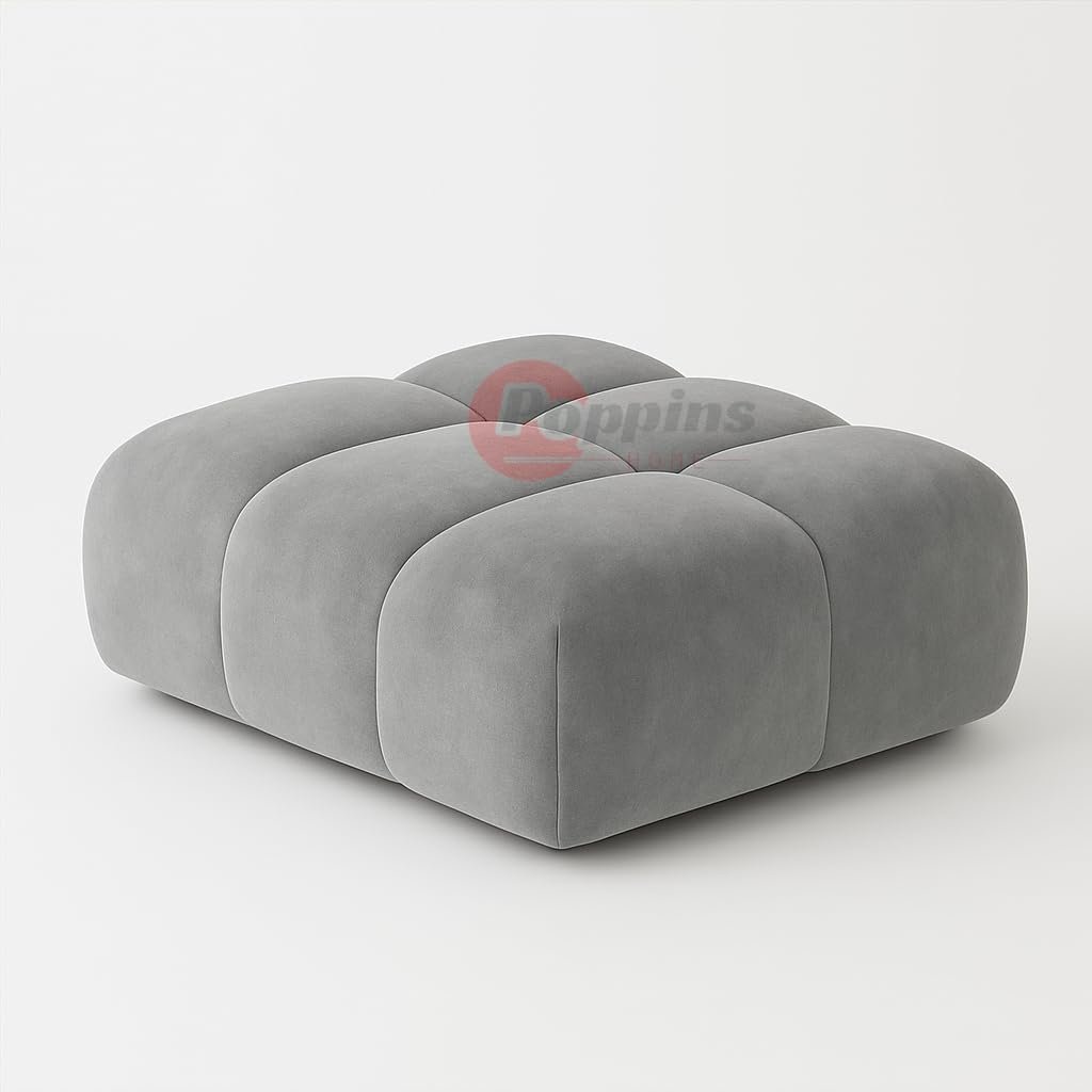 Poppins HOME Modern Cloud-Inspired Modular Sofa Set – 4-Piece European Style Bubble Couch for Living Room, Office, or Lounge – Minimalist Cream White Fabric Sofa (Cyan Green, Ottoman) - Image 20