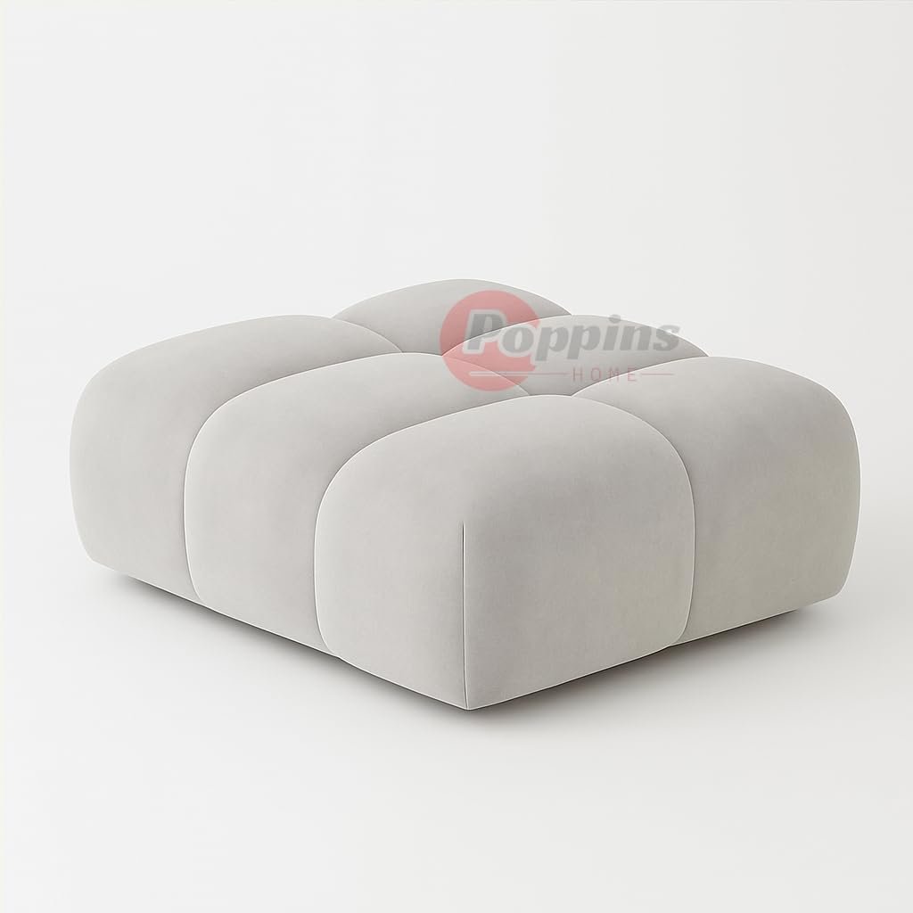 Poppins HOME Modern Cloud-Inspired Modular Sofa Set – 4-Piece European Style Bubble Couch for Living Room, Office, or Lounge – Minimalist Cream White Fabric Sofa (Cyan Green, Ottoman) - Image 24