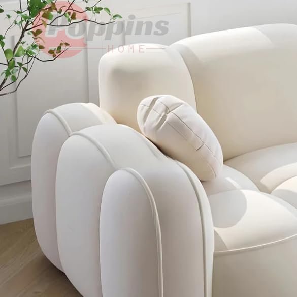 Poppins HOME Modern Cloud-Inspired Modular Sofa Set – 4-Piece European Style Bubble Couch for Living Room, Office, or Lounge – Minimalist Cream White Fabric Sofa (Cyan Green, Ottoman) - Image 26