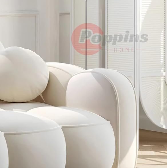 Poppins HOME Modern Cloud-Inspired Modular Sofa Set – 4-Piece European Style Bubble Couch for Living Room, Office, or Lounge – Minimalist Cream White Fabric Sofa (Cyan Green, Ottoman) - Image 28