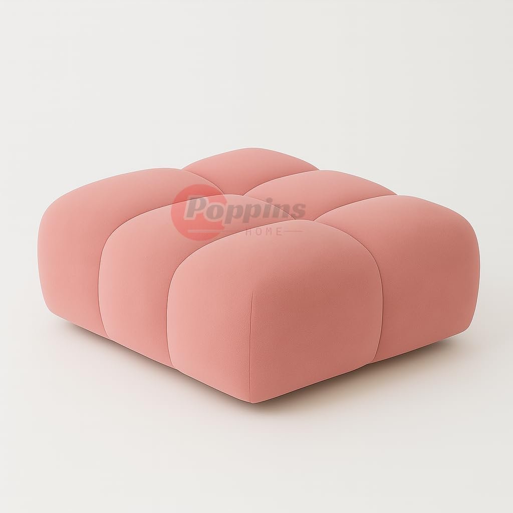 Poppins HOME Modern Cloud-Inspired Modular Sofa Set – 4-Piece European Style Bubble Couch for Living Room, Office, or Lounge – Minimalist Cream White Fabric Sofa (Cyan Green, Ottoman) - Image 31