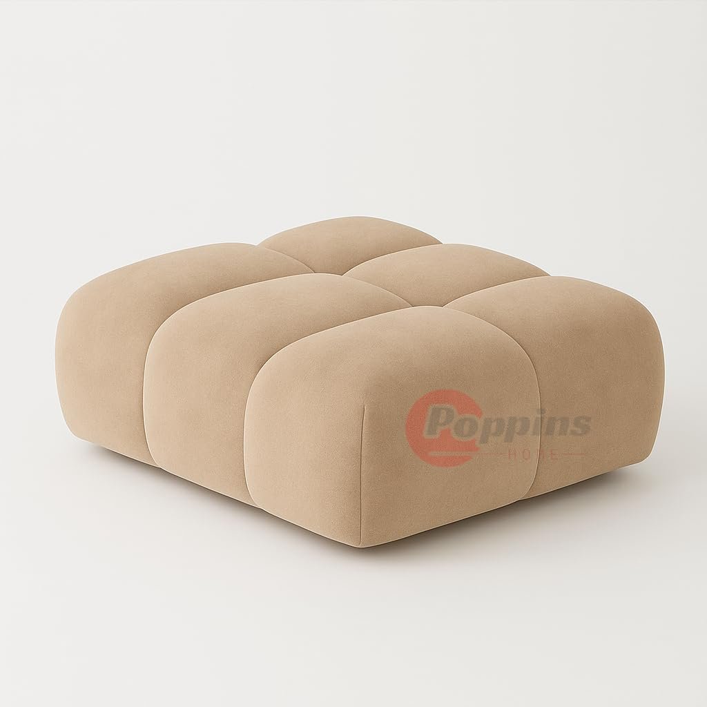 Poppins HOME Modern Cloud-Inspired Modular Sofa Set – 4-Piece European Style Bubble Couch for Living Room, Office, or Lounge – Minimalist Cream White Fabric Sofa (Cyan Green, Ottoman) - Image 36