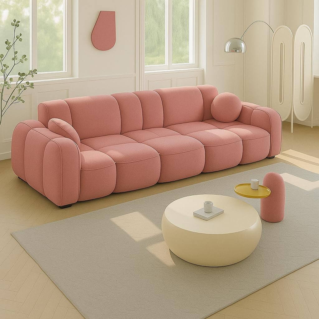 Poppins HOME Modern Cloud-Inspired Modular Sofa Set – 4-Piece European Style Bubble Couch for Living Room, Office, or Lounge – Minimalist Cream White Fabric Sofa (Cyan Green, Ottoman) - Image 41