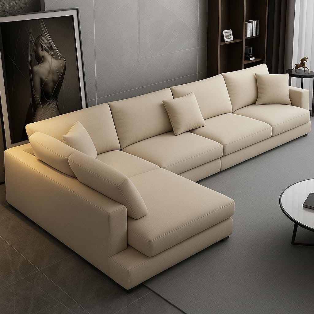 Poppins HOME Nordic Style Fabric Sofa Modern Living Room L-shape Sofa Technology Fabric Sofa home furniture set (Grey) - Image 6