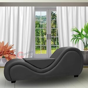 Poppins HOME S-Shape Love Sofa Modern Loveseats Yoga Chaise lounge With Center cushion (Black)