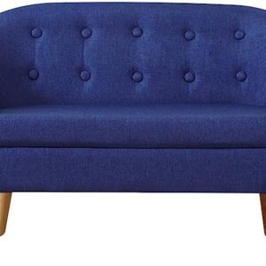Poppins HOME Kids Sofa Couch/Linen Fabric 2-Seater Upholstered Chair Couch for Toddler Ages Up to 4,Perfect for Baby Gift (Blue)