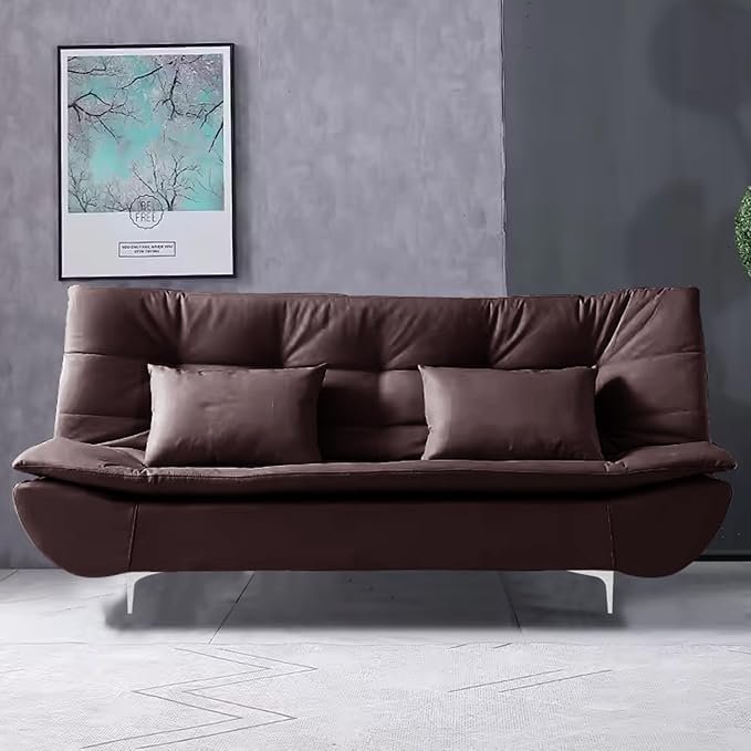 Poppins HOME Fabric 3 Seater Aspen Recliner Couch Wooden Frame Sofa Cum Bed Living Room & Office-Brown (Brown, Valvet Fabric) - Image 4