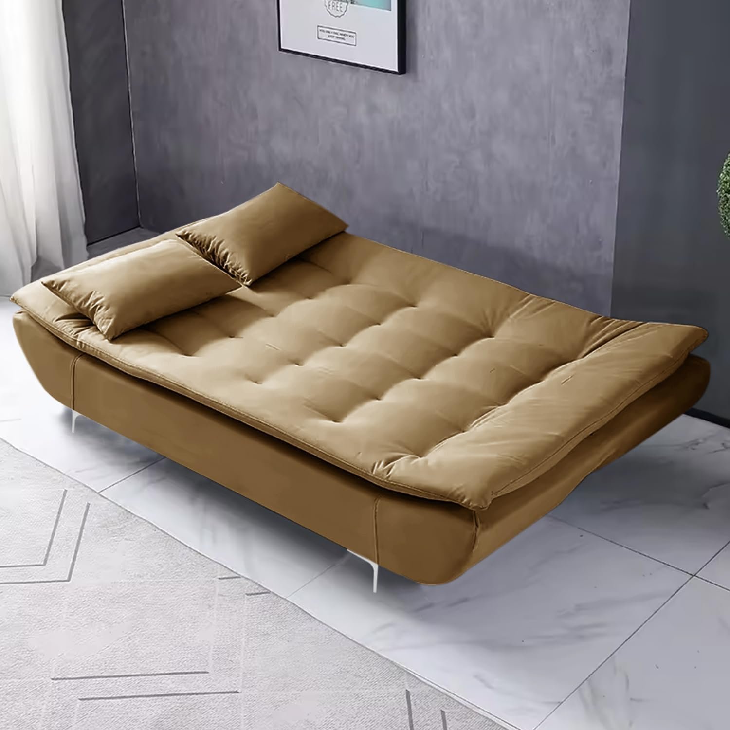 Poppins HOME Fabric 3 Seater Aspen Recliner Couch Wooden Frame Sofa Cum Bed Living Room & Office-Brown (Brown, Valvet Fabric) - Image 26