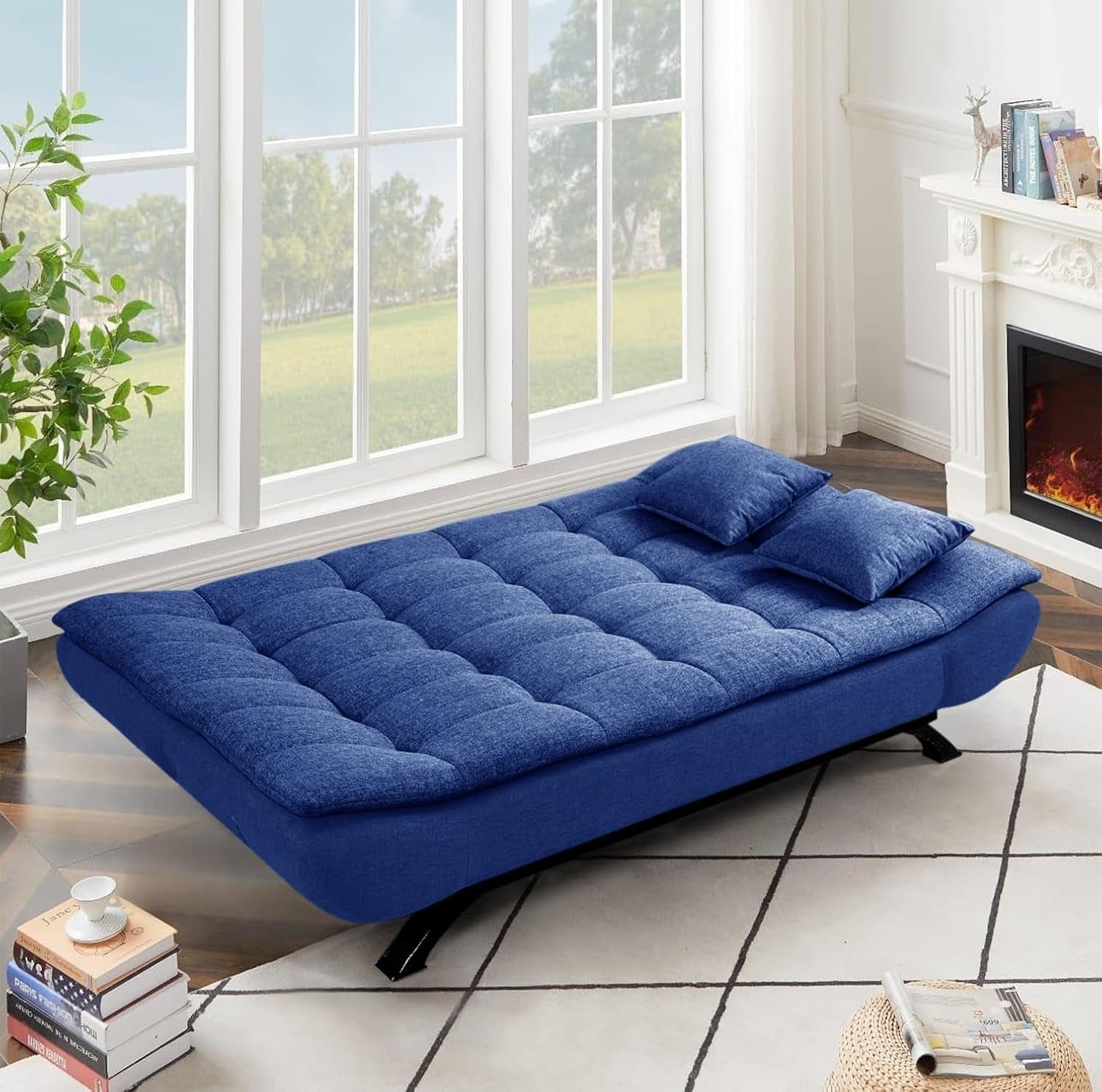 Poppins HOME Fabric 3 Seater Aspen Recliner Couch Wooden Frame Sofa Cum Bed Living Room & Office-Brown (Brown, Valvet Fabric) - Image 43