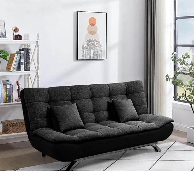 Poppins HOME Fabric 3 Seater Aspen Recliner Couch Wooden Frame Sofa Cum Bed Living Room & Office-Brown (Brown, Valvet Fabric) - Image 48