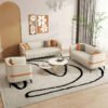 Poppins HOME Tufted Sofa with Channel Tufting, Beige and Tan Upholstery (3seater+2+1)