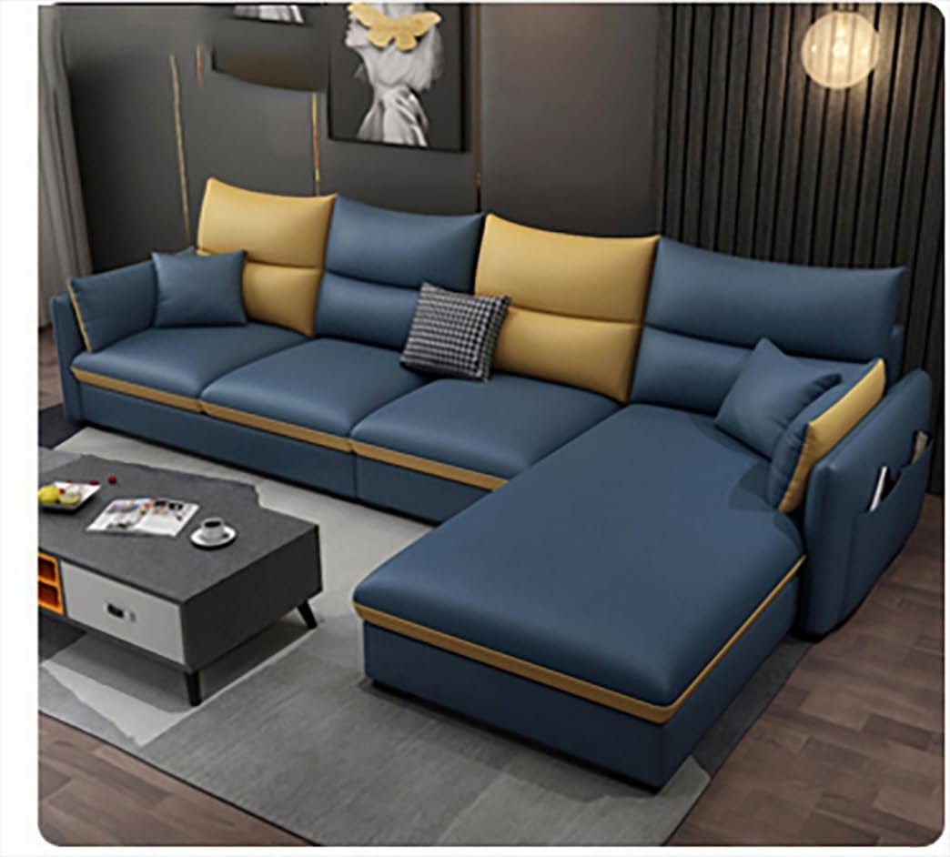 Poppins HOME Modern Sofa Living Room Arm Corner Sectional Mid Century Mini Loveseat Couch Accent Beds Leather Sofa Inflavel Bedroom Furniture L Shape (Right, Light Grey) - Image 11