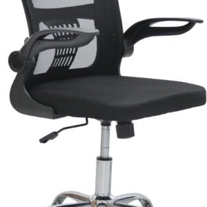 Multi Home Furniture Ergonomic Office Chair – Adjustable Mesh Desk Chair with Lumbar Support, Flip-Up Armrests, Wheels & High Back for Computer Workstation, Study Room & Home Office Use (Black)