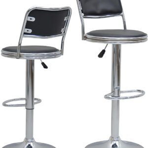 Multi Home Furniture Executive bar stool MH-213 Faux Leather and Metal Base Adjustable Bar Chair For kitchen & Bar Counter, 360 Degree Rotating Seat (Black)