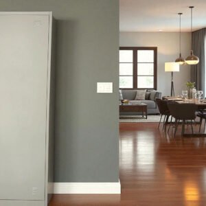 1-Door Metal Wardrobe MH-204 with Mirror & Lock – 25kg Steel Storage Cabinet with Hanging Rod & 5 Shelves – Compact Locker for Home, Office, Hostel (Grey)