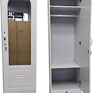 Best 1 Door Wooden Wardrobe MH-8811-white Cabinet Cupboard With Door with mirror & Drawer Lock Keys Engineered Wood Perfect Modern Stylish Heavy Duty Color white