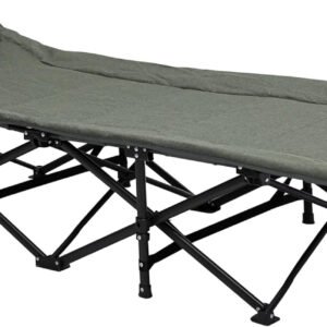 Multi Home Furniture Portable Heavy quality Folding Camping bed MH-FB08 with Mesh Fabric and Steel Frame, 185cm Long with Side Pocket for Outdoor and Emergency Use ..Grey