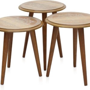 Multi Home Furniture Round Table Set of 3 Brown MH-NT113-brown