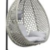 Best Hanging swing chair MH-2008 Hanging Egg Indoor Outdoor Patio Wicker Rattan Swing Chair with UV Resistant Random Washable Cushions & Iron Frame for Garden, Living Room & Backyard & (Grey)