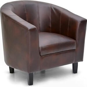 Best Single Sofa Chair Padded Seat Pu Leather MH-1146(GD218)- Dark Brown for Living Room Single Sofa ModernSeat Club Chair with Pu leather Home Theater Seating Brown.