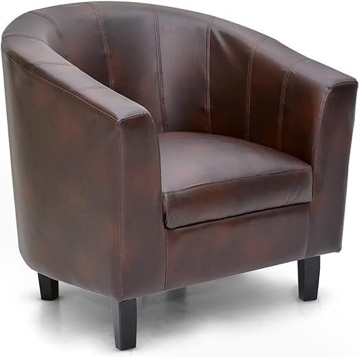 Best Single Sofa Chair Padded Seat Pu Leather MH-1146(GD218)- Dark Brown for Living Room Single Sofa ModernSeat Club Chair with Pu leather Home Theater Seating Brown.