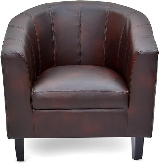 Best Single Sofa Chair Padded Seat Pu Leather MH-1146(GD218)- Dark Brown for Living Room Single Sofa ModernSeat Club Chair with Pu leather Home Theater Seating Brown. - Image 5