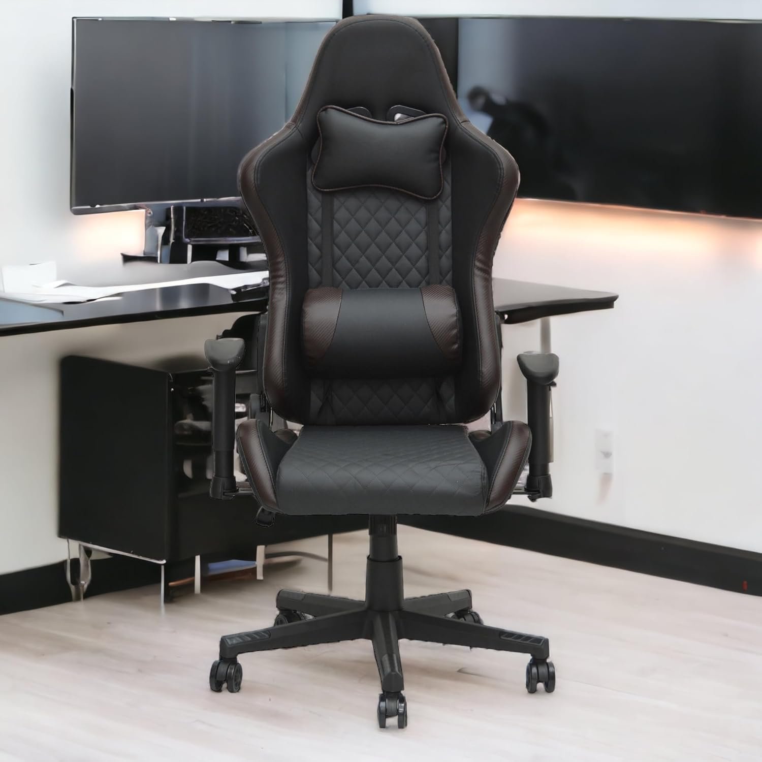 Multi Home Furniture Black & Brown Gaming Chair | Ergonomic Chair High Recliner Chair with Adjustable Headrest & Footrest | Gaming Chair with Lumbar Support & Back Support | PU Leather Swivel Chair - Image 4