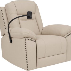 Multi Home Furniture Cream Recliner Chair and Sofa Chair with Electric Massage Function, Wireless Charging, USB Port & Mobile Holder – Lazy Leather Sofa for Living Room, Single Sofa Armchair