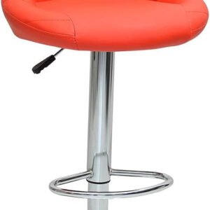 Multi Home Furniture Red & Silver Bar Stool Chair with Steel Base | Adjustable Height Bar Chair | Faux Leather Bar Stool Chair for Kitchen Island, Bar, Counter, Restaurant, Tall Stool & Swivel Chair