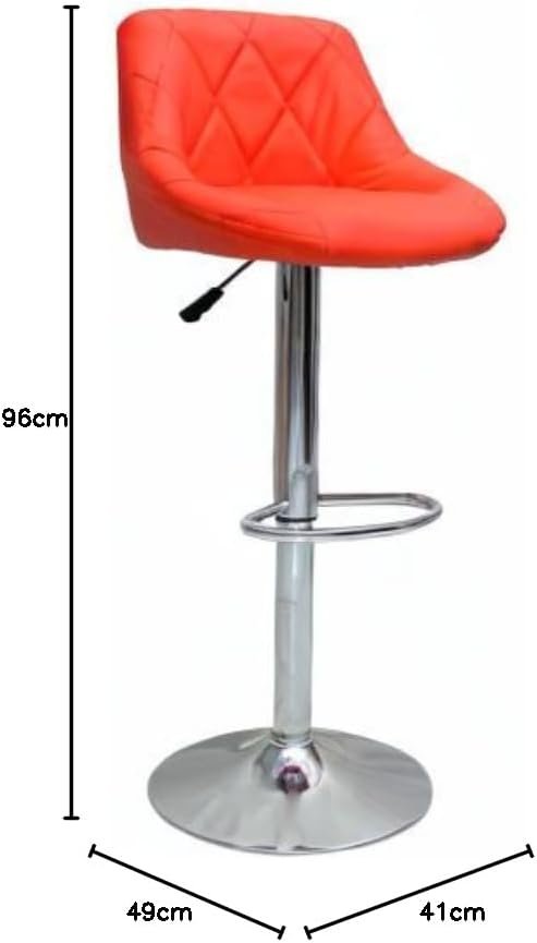 Multi Home Furniture Red & Silver Bar Stool Chair with Steel Base | Adjustable Height Bar Chair | Faux Leather Bar Stool Chair for Kitchen Island, Bar, Counter, Restaurant, Tall Stool & Swivel Chair - Image 3