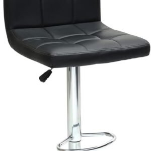 Multi Home Furniture Black & Silver Bar Stool Chair with Steel Base | Adjustable Height Bar Chair | Faux Leather Tall Stool Chair for Kitchen Island, Bar Counter, Restaurant, Swivel Chair & High Chair