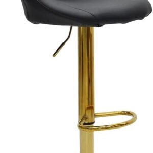 Multi Home Furniture Black & Golden Bar Stool Chair with Steel Base | Adjustable Height Bar Chair | PU Leather Bar Stool Chair for Kitchen Island, Bar, Counter, Restaurant, Tall Stool & Swivel Chair